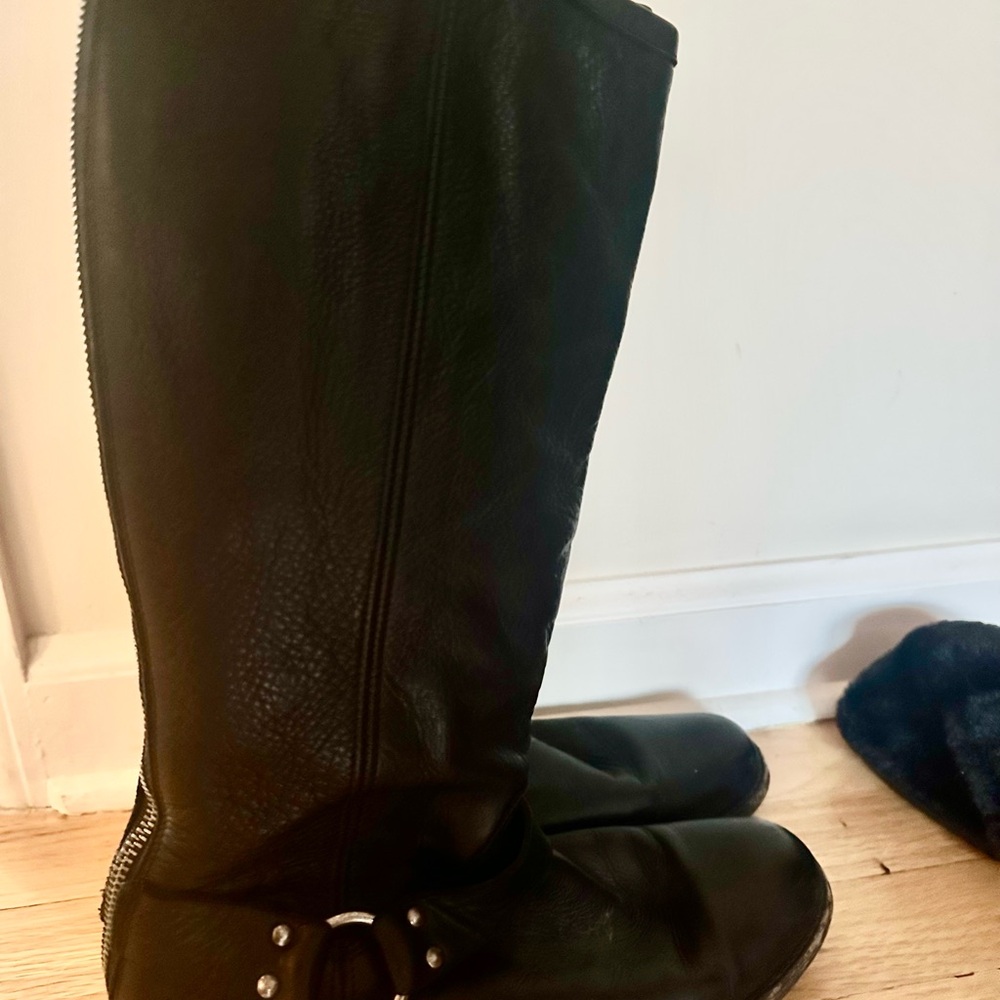 Black Leather Moto Boots